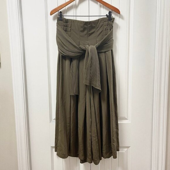 Vintage Wide-Leg Tie Pants Green – S - Picture 1 of 13